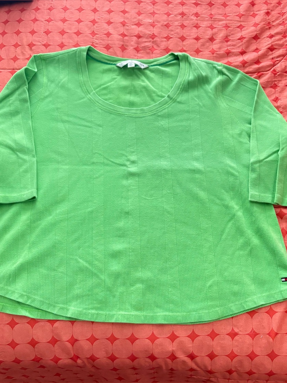 Tommy Hilfiger Lime Green Ribbed Knit Top